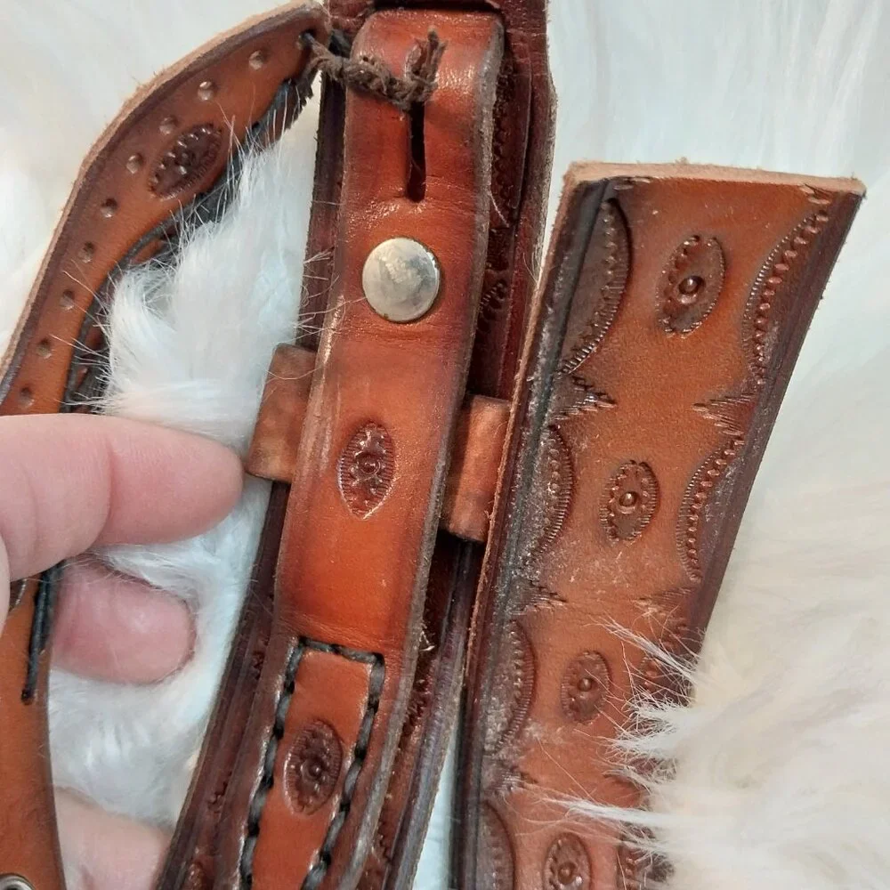 3770 Lot of 4 Un-Finished Leather Belts Tooled New With no Buckles. - Picture 15 of 15